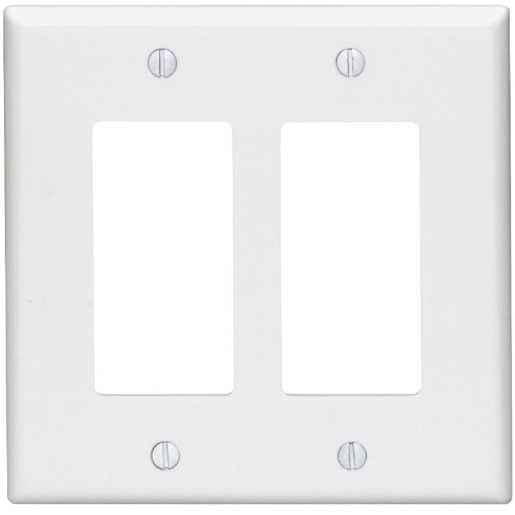Leviton Mid-Way 2-Gang Smooth Plastic Rocker Decorator Wall Plate, White