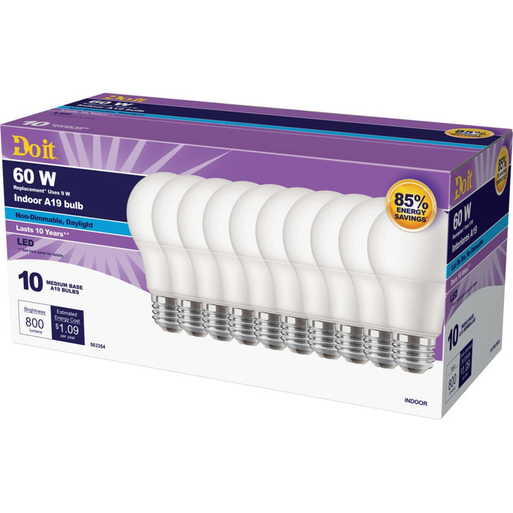 Do it 60W Equivalent Daylight A19 Medium LED Light Bulb (10-Pack)