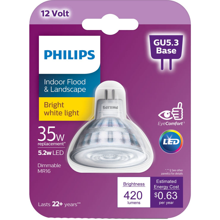 Philips 35W Equivalent Bright White MR16 GU5.3 LED Spotlight Light Bulb