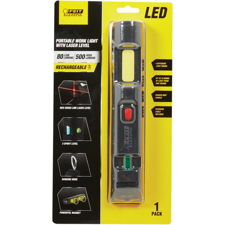 Feit Electric 500 Lm. LED Rechargeable Handheld Work Light with Laser Level