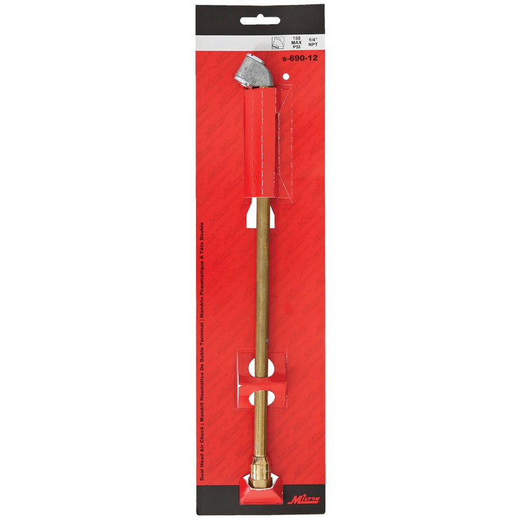 Milton 1/4 In. FNPT 150 psi Dual Head Extended Reach Air Chuck
