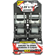 Erickson 1-1/4 In. x 12 Ft. 2500 Lb. Long Handle Heavy-Duty Ratchet Strap (2-Pack)