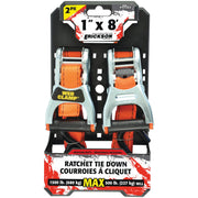 Erickson 1 In. x 8 Ft. Ratchet Strap with Web Clamp (2-Pack)