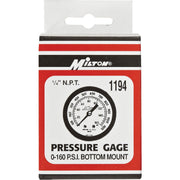 Milton 1/4 In. NPT Bottom Mount Pressure Gauge