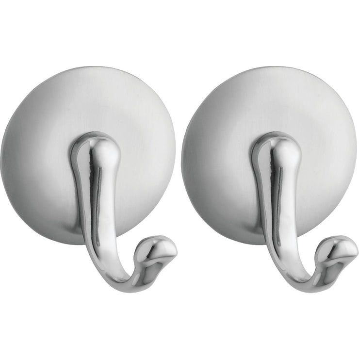 InterDesign York Round Silver Metal Adhesive Hook (2-Pack)