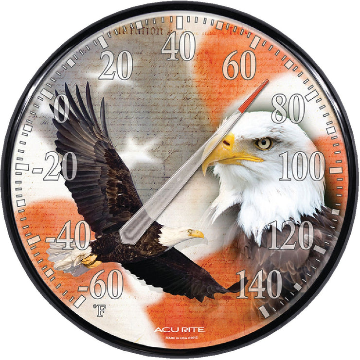Acurite 12.5" Dia Plastic Dial Eagle/Flag Indoor & Outdoor Thermometer