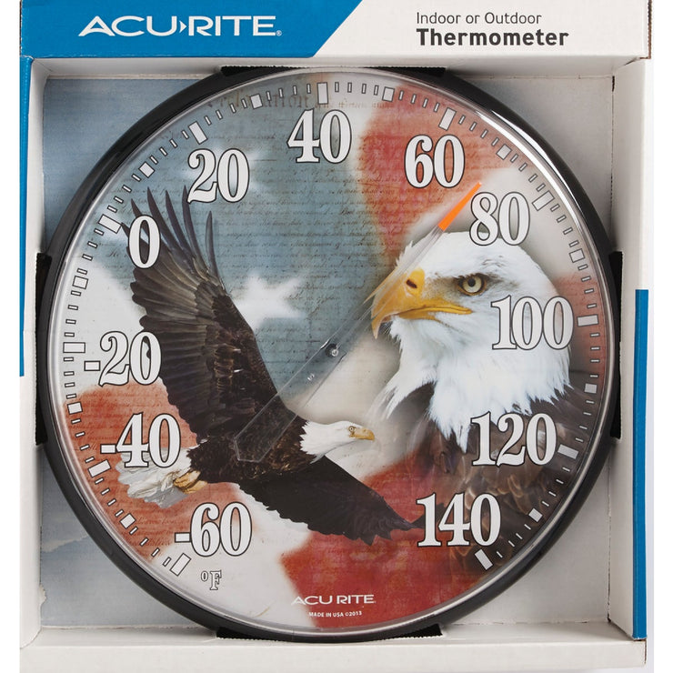 Acurite 12.5" Dia Plastic Dial Eagle/Flag Indoor & Outdoor Thermometer