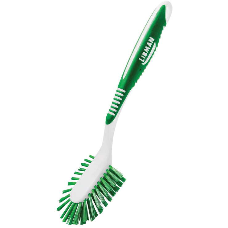 Libman White & Green Polymer 8 In. Ergonomic Rubber Grip Dish