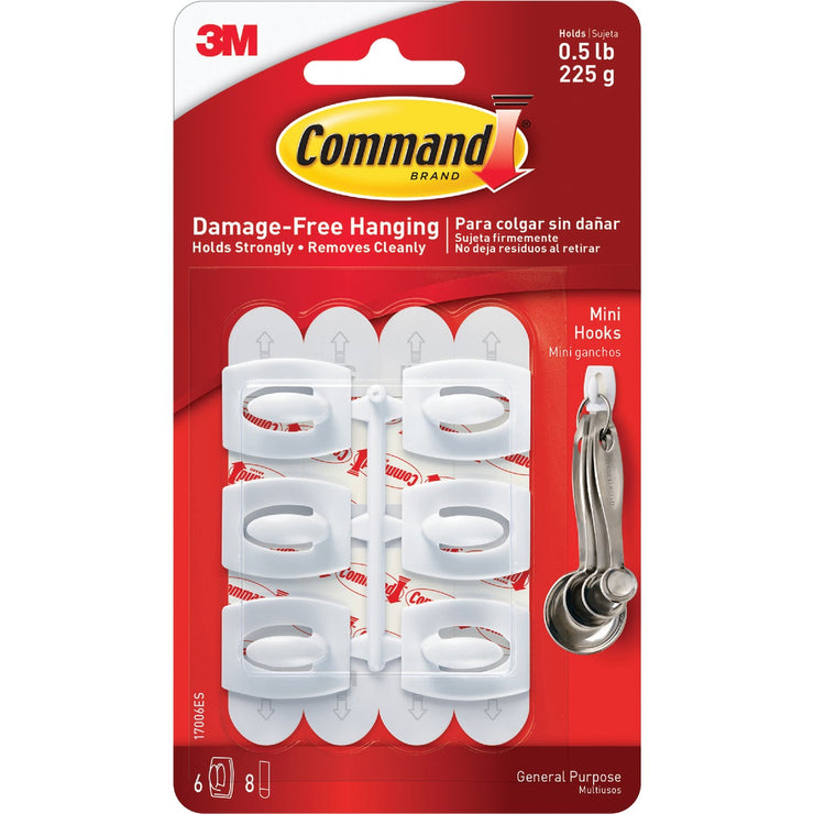 3M Command White Mini Adhesive Hook (6-Pack)