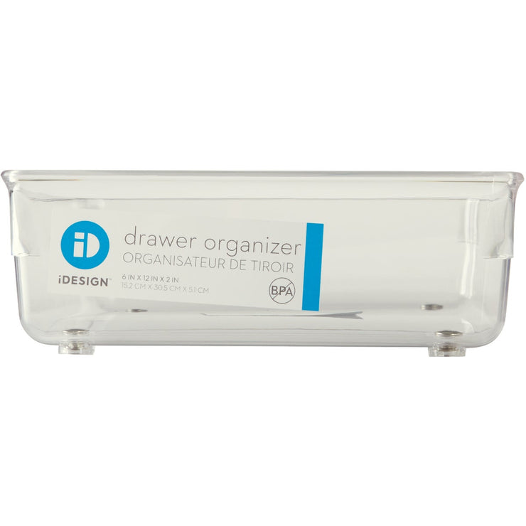 InterDesign Linus 6 In. W. x 12 In. L. x 2 In. D. Clear Drawer Organizer Tray