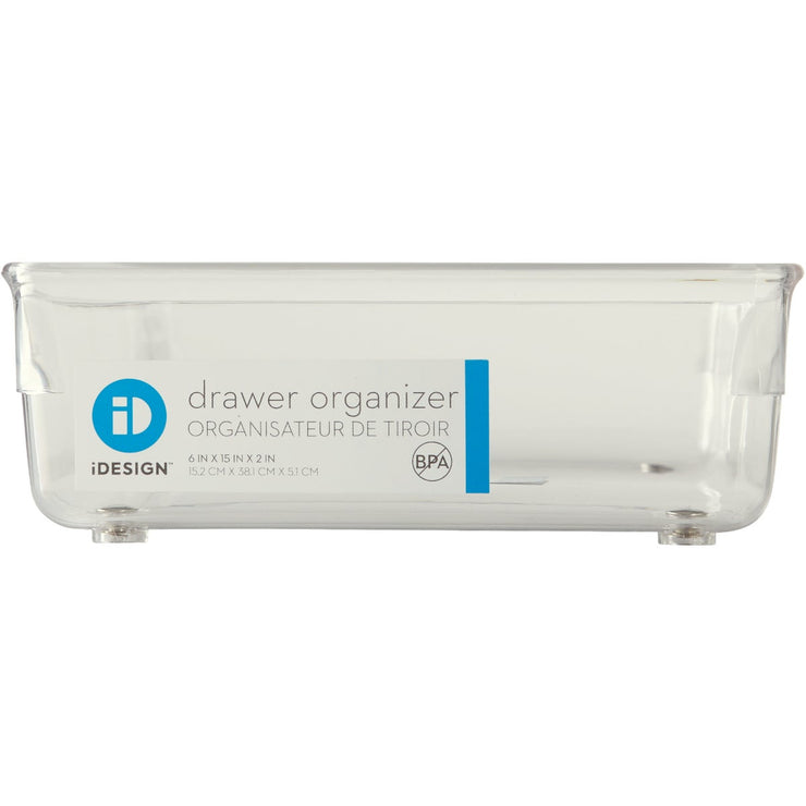 InterDesign Linus 6 In. W. x 15 In. L. x 2 In. D. Clear Drawer Organizer Tray