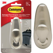 3M Command Large Brushed Nickel Metal Adhesive Hook