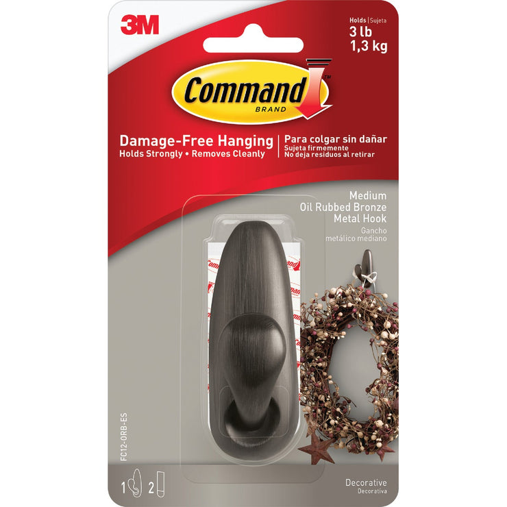 3M Command Medium Oil Rubbed Bronze Metal Adhesive Hook