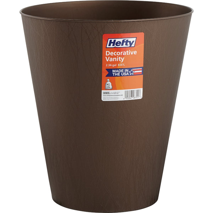 Hefty Decorative Bronze Wastebasket, 2.3gal