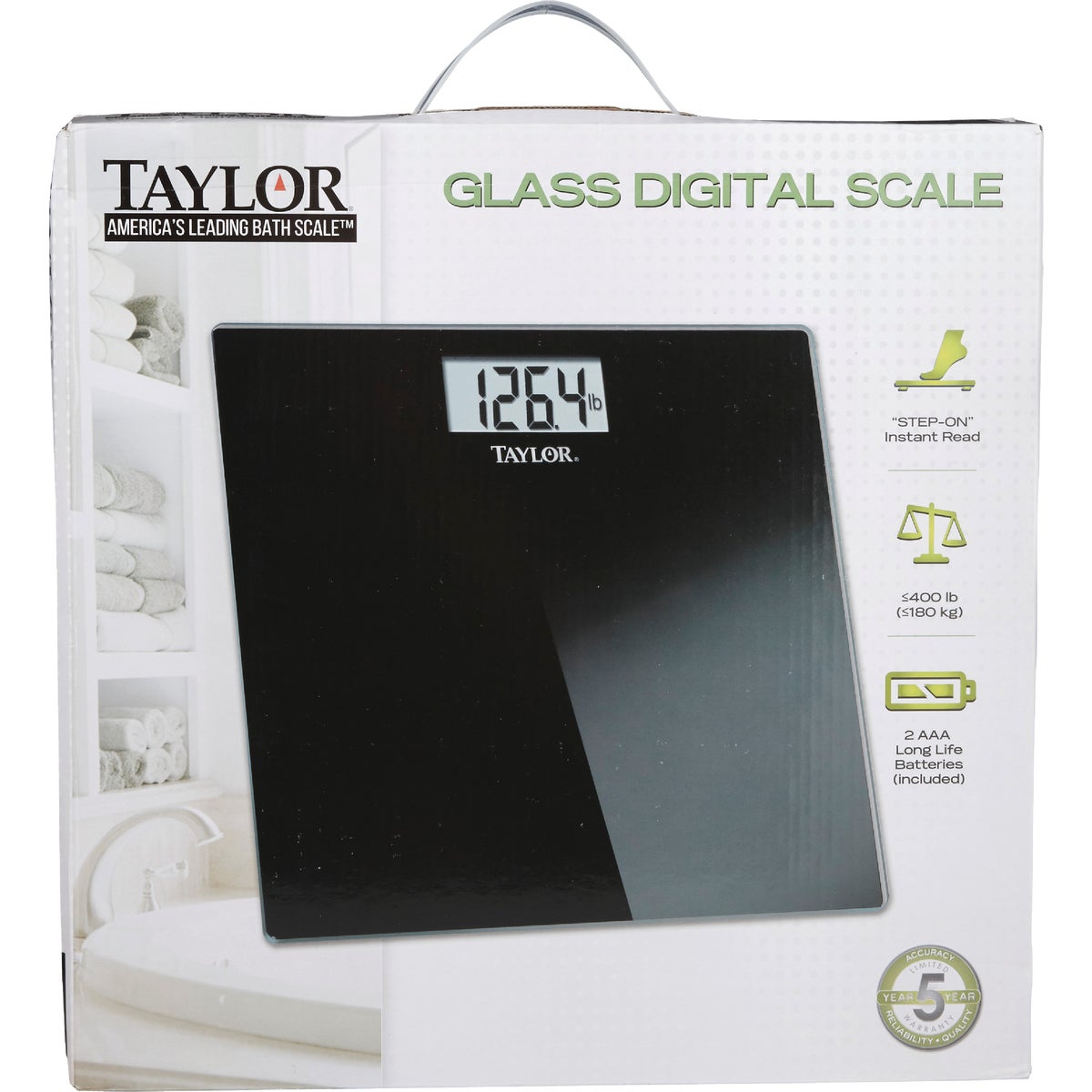 Taylor Digital 400 Lb. Glass Bath Scale, Clear - Hemly Hardware