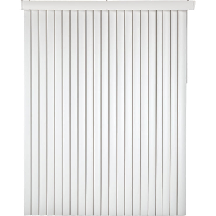Home Impressions 66 In. x 84 In. x 3.5 In. White Vinyl Room Darkening Vertical Cordless Blind