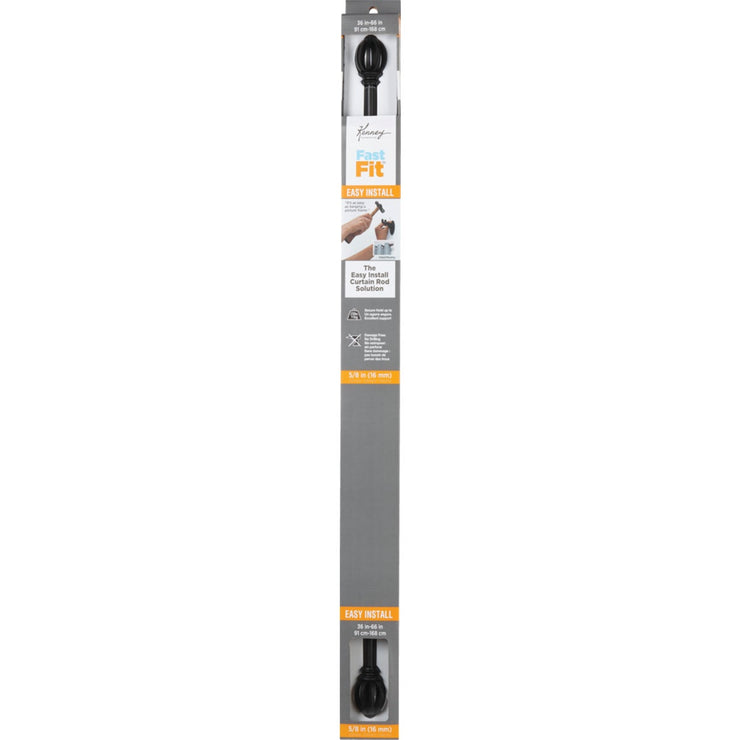 Kenney Fast Fit Lilly 36 In. To 66 In. 5/8 In. Black Curtain Rod