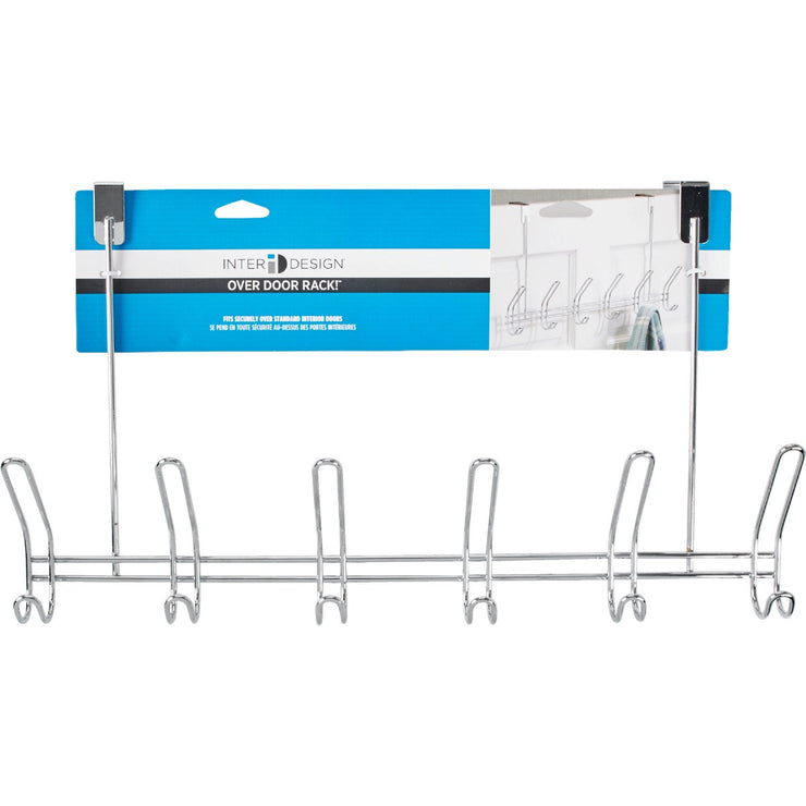 InterDesign Classico Over-The-Door Chrome 6-Hook Rail