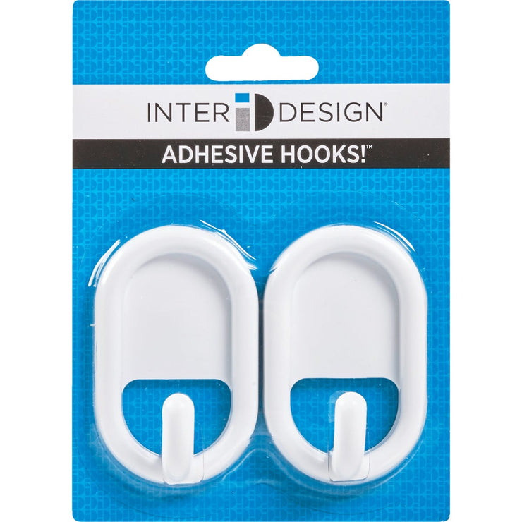 InterDesign Utility White Plastic Adhesive Hook (2-Pack)