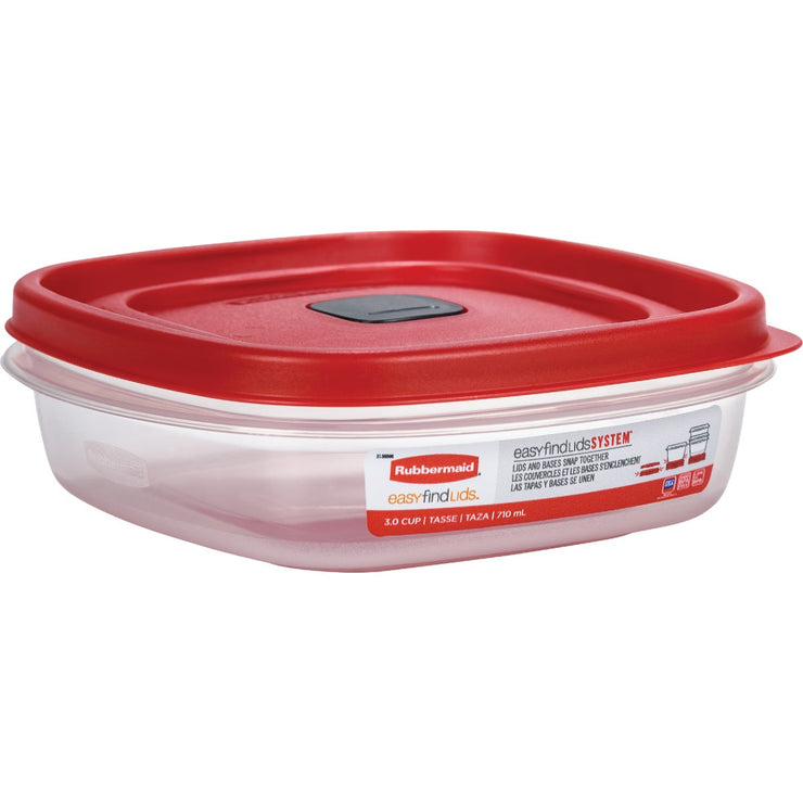 Rubbermaid Easy Find Lids Container, 3 Cups, Plastic Containers