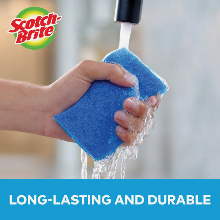 3M Scotch-Brite 4.4 In. x 2.6 In. Blue Scratch Free Scrub Sponge (3-Count)