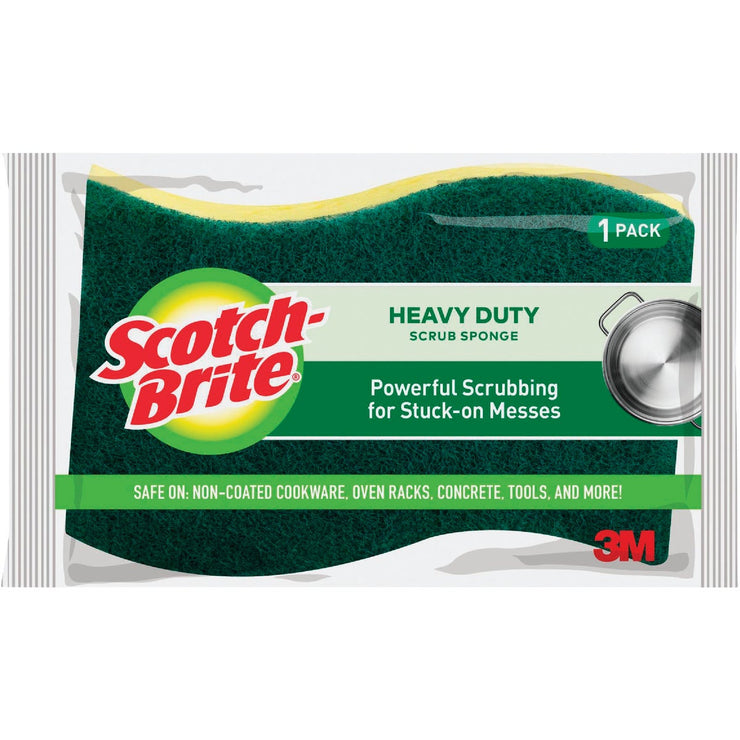 3M Scotch-Brite 4.5 In. x 2.7 In. Green Heavy Duty Scrub Heavy Duty Sponge