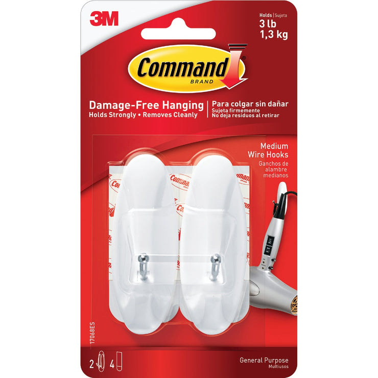 Command 1-1/8 In. x 3-1/8 In. Wire Adhesive Hook (2 Pack)