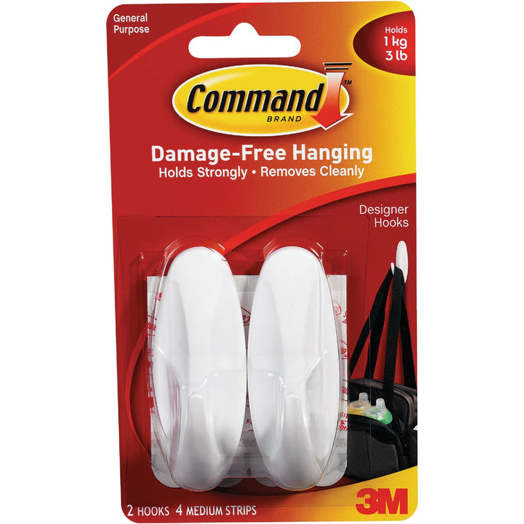 3M Command Medium Utility Designer Adhesive Hook (2-Pack)