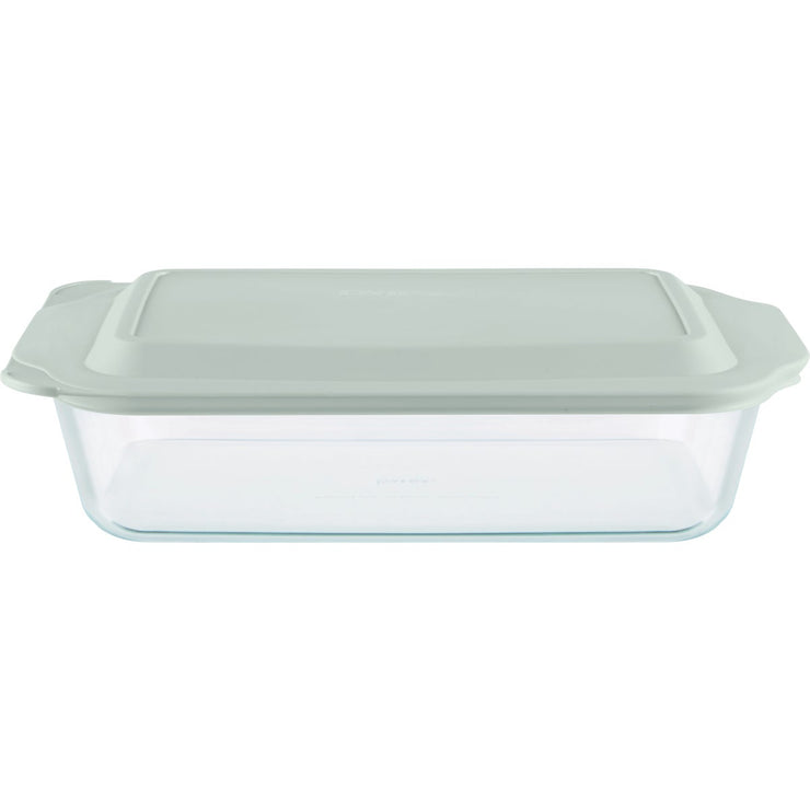 Pyrex 9 In. x 13 In. x 3 In. Glass Deep Baking Dish with Sage Lid
