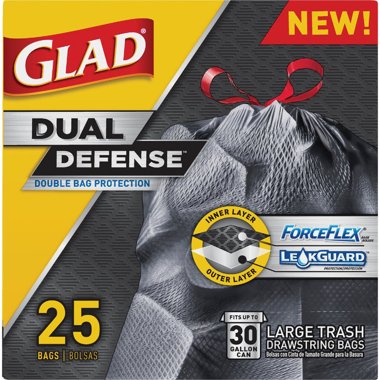 Glad Dual Defense 30 Gal. Large Black Trash Bag (25-Count) - Tiger Island  Hardware