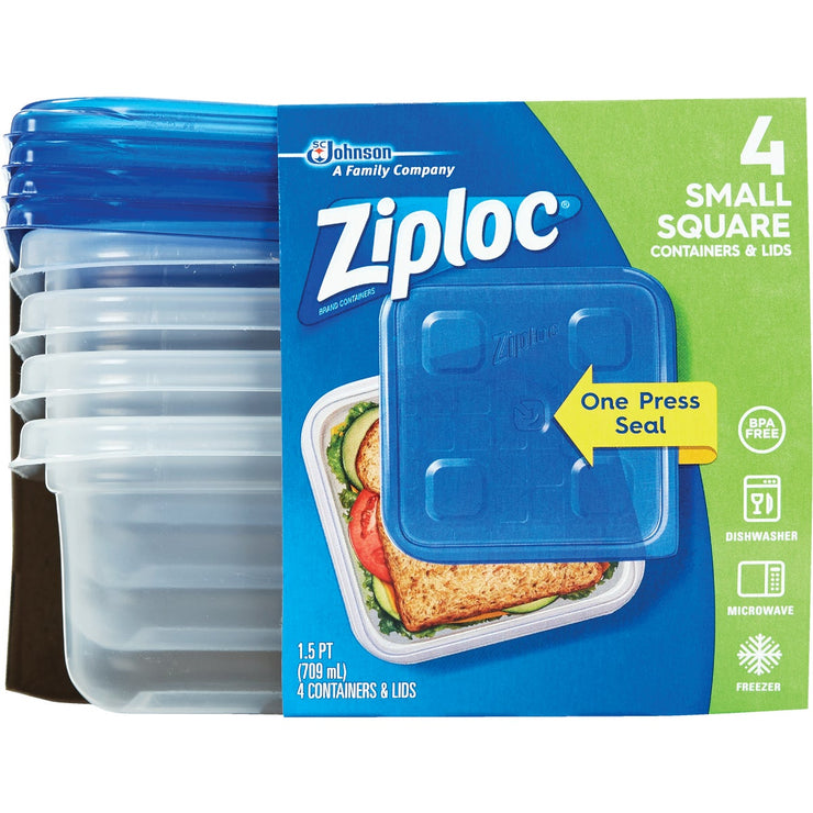 Ziploc 1.5 Pt. Clear Square Food Storage Container with Lids (4