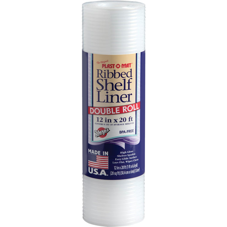 Plast-O-Mat 12 In. x 25 Ft. White Ribbed Non-Adhesive Shelf Liner