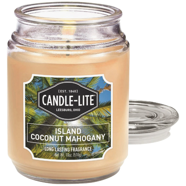 Candle Lite 18 Oz. Everyday Island Coconut Mahogany Jar Candle