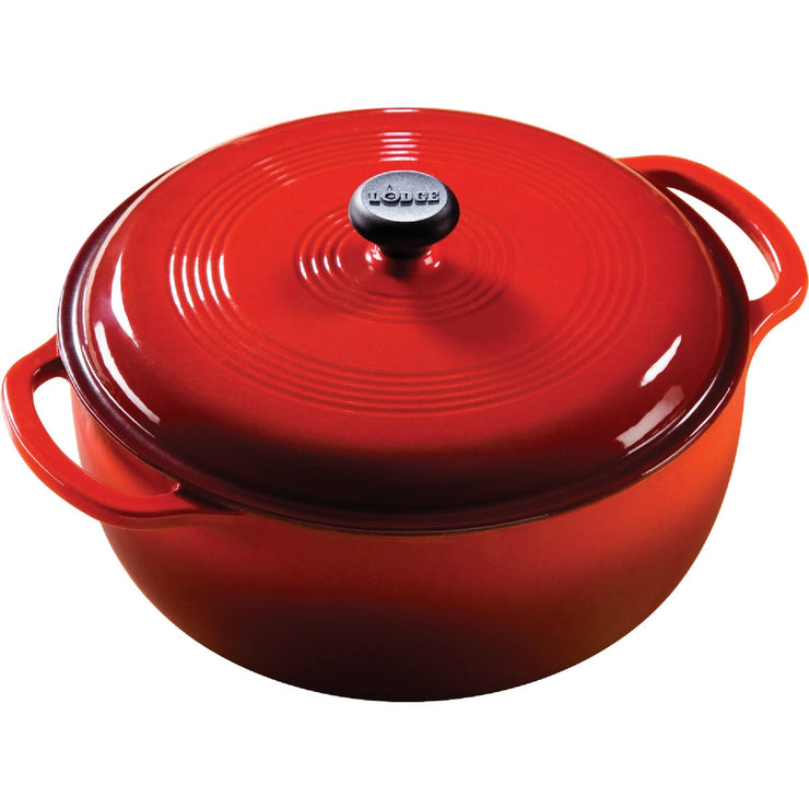 Lodge Cast Iron Dutch Oven with lid 6 qt Enameled Red 11 diameter