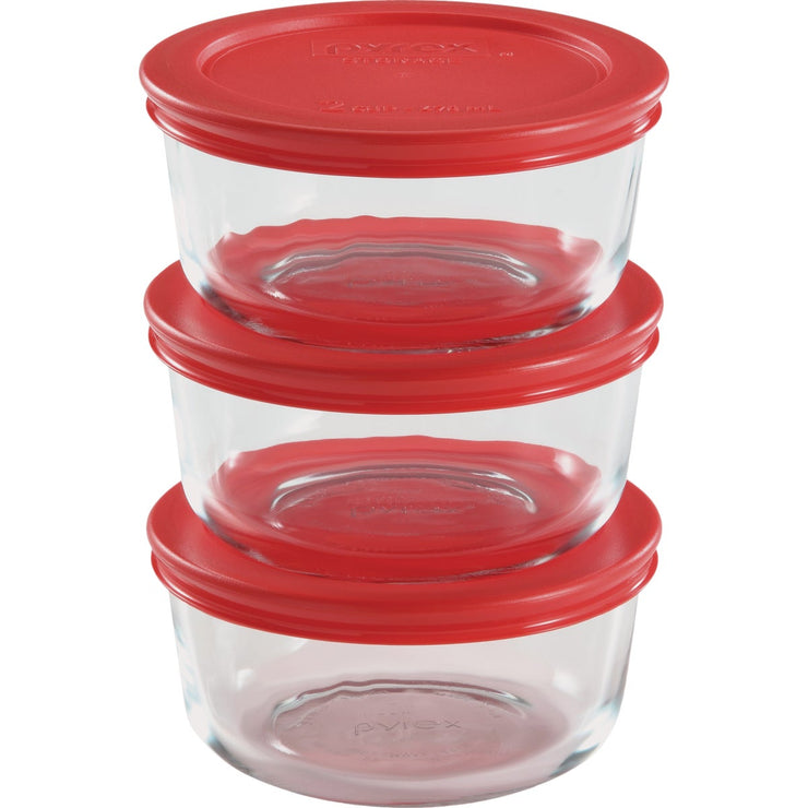 Pyrex Simply Store 2-Cup Glass Storage Container Set with Lids (6-Piece)