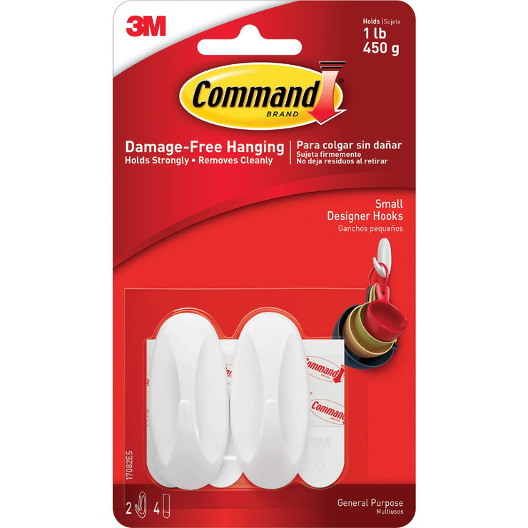 3M Command Small Utility Designer Adhesive Hook (2-Pack)