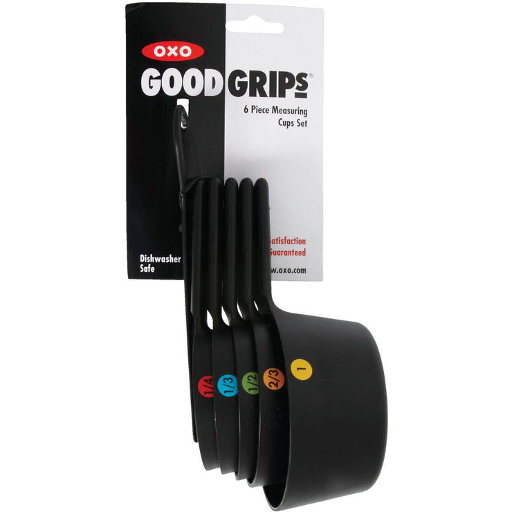 OXO Good Grips Black Plastic Measuring Cup Set (6-Piece)