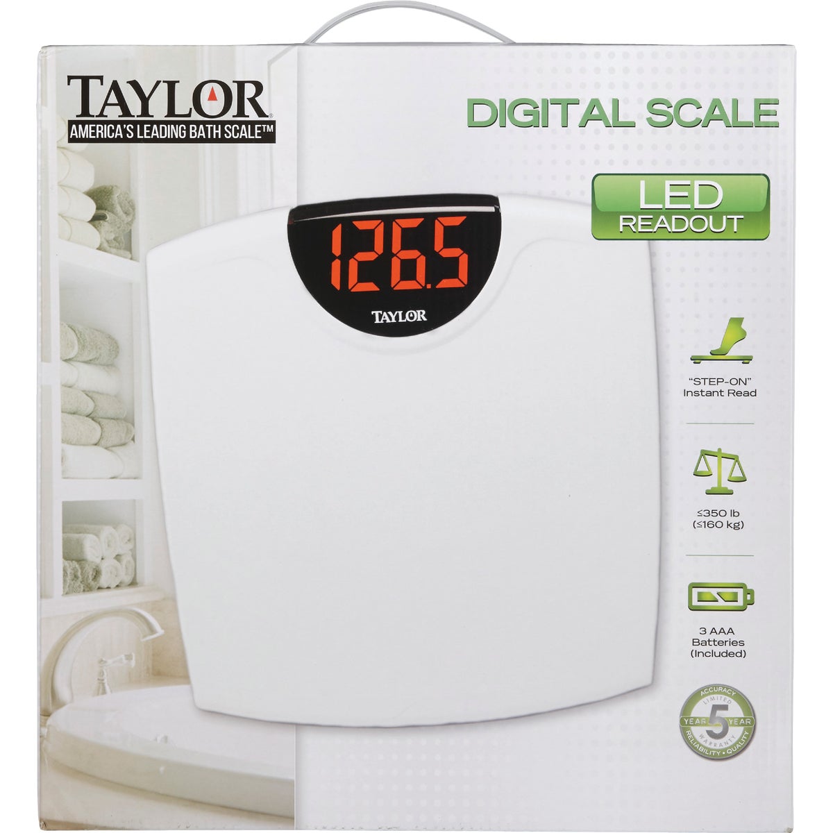 Taylor Digital Pure White Bathroom Scale 