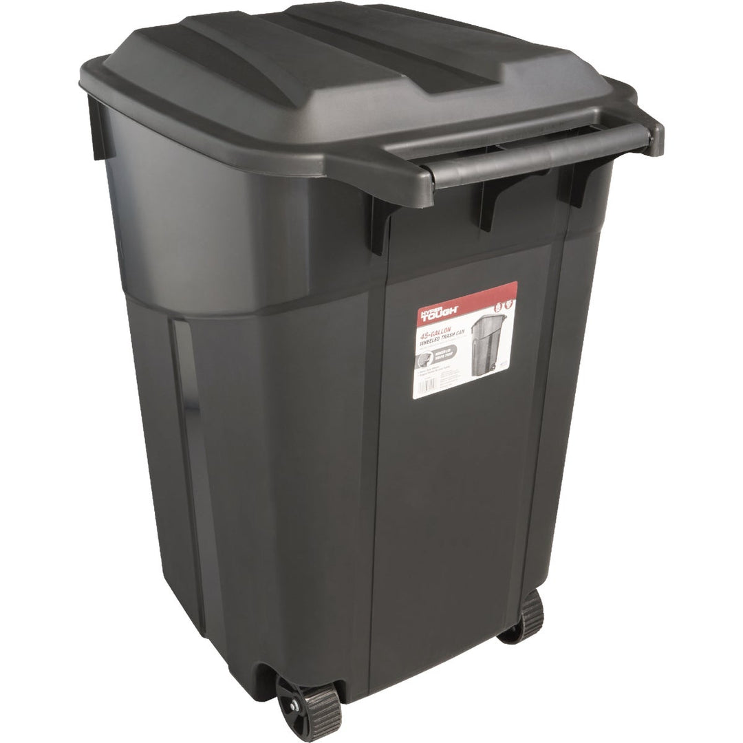 Wheeled Trash Container Open Top 13 Gallon Large Capacity Open Top