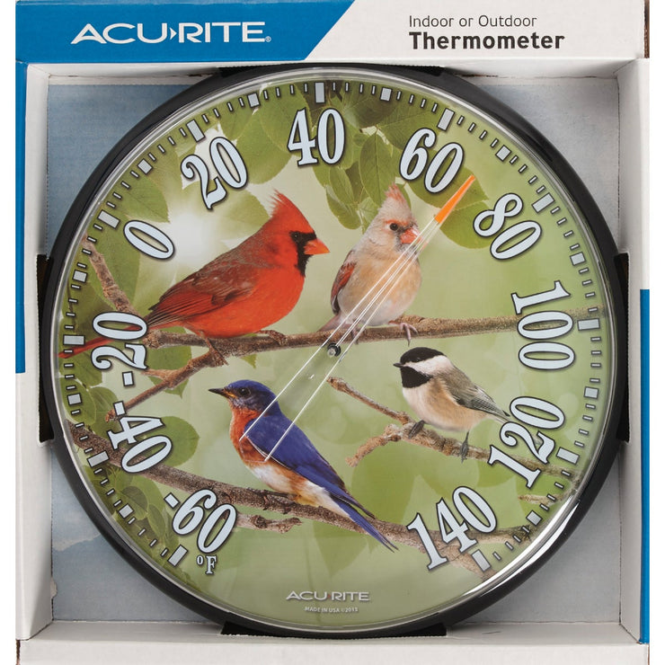 Acurite 12-1/2" Dia Plastic Dial Songbird Indoor & Outdoor Thermometer