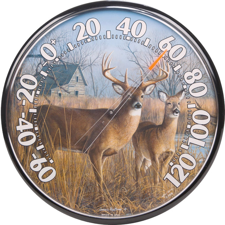 Acurite 12-1/2" Dia Plastic Dial Deer Indoor & Outdoor Thermometer