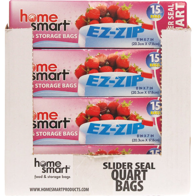 Home Smart Slider Seal Quart Storage Bag (15-Count)
