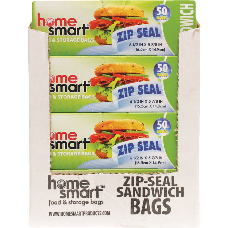 Home Smart Zip Seal Sandwich Bag (50-Count)