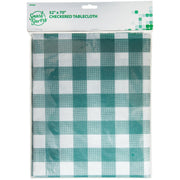 Smart Savers 52 In. W. x 70 In. L. Green & White Checkerboard Tablecloth