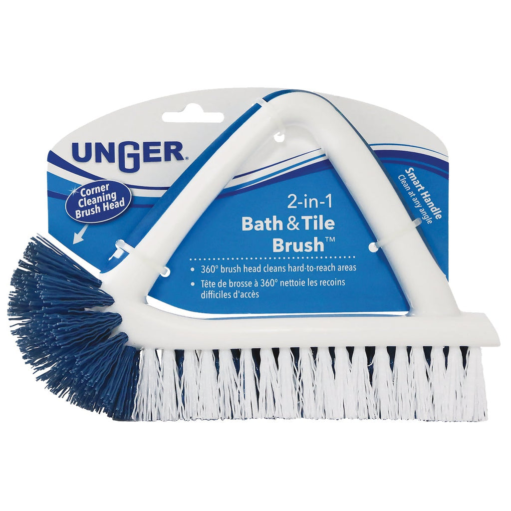 Unger 2-in-1 Bath & Tile Scrubber Brush Tool – Crevice Cleaning Brush,  Cleaning Supplies, Great for Tile, Bathtubs & Showers