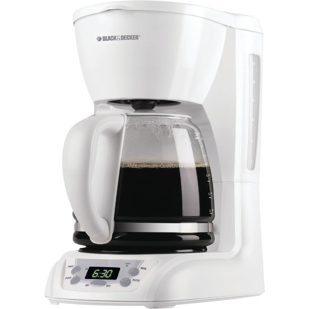 Black + Decker 12 Cup Programmable Coffeemaker White, Coffee, Tea &  Espresso, Furniture & Appliances