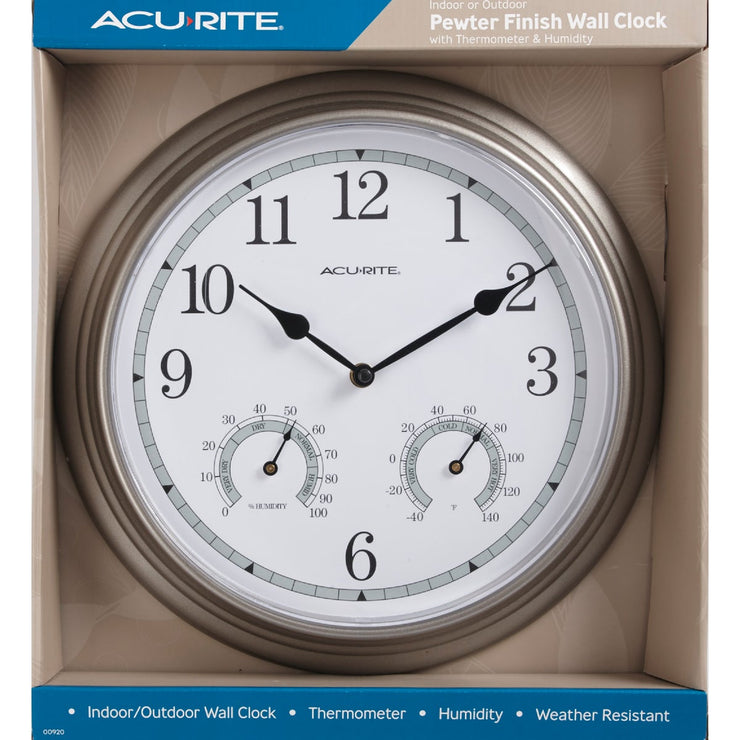 Acurite 13.5" Metal Indoor/Outdoor Clock Thermometer