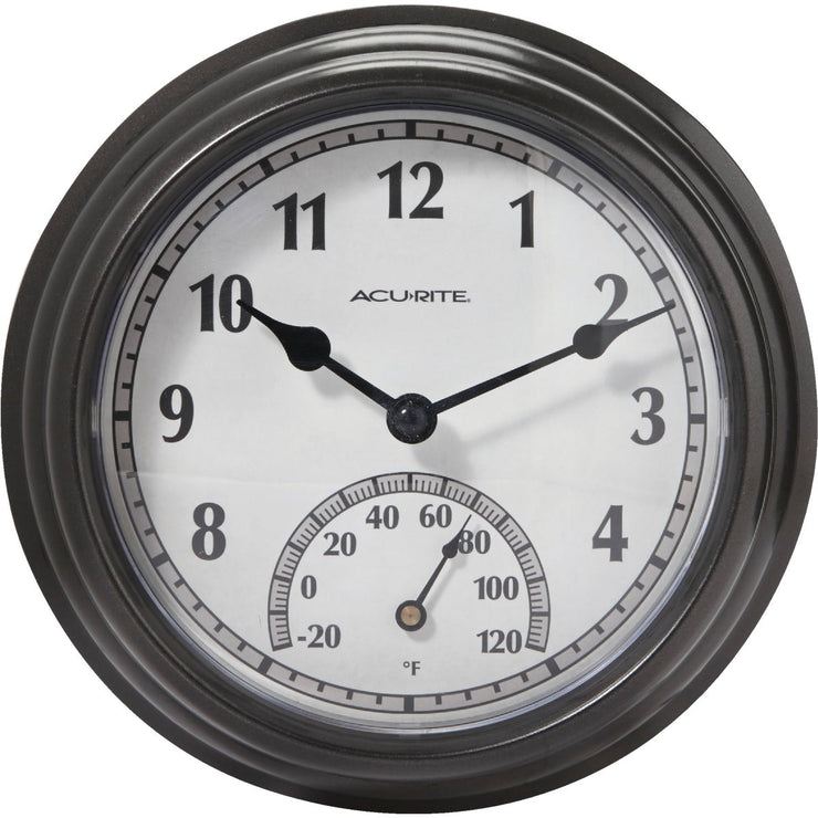 Acurite 8.5" Metal Indoor/Outdoor Clock Thermometer