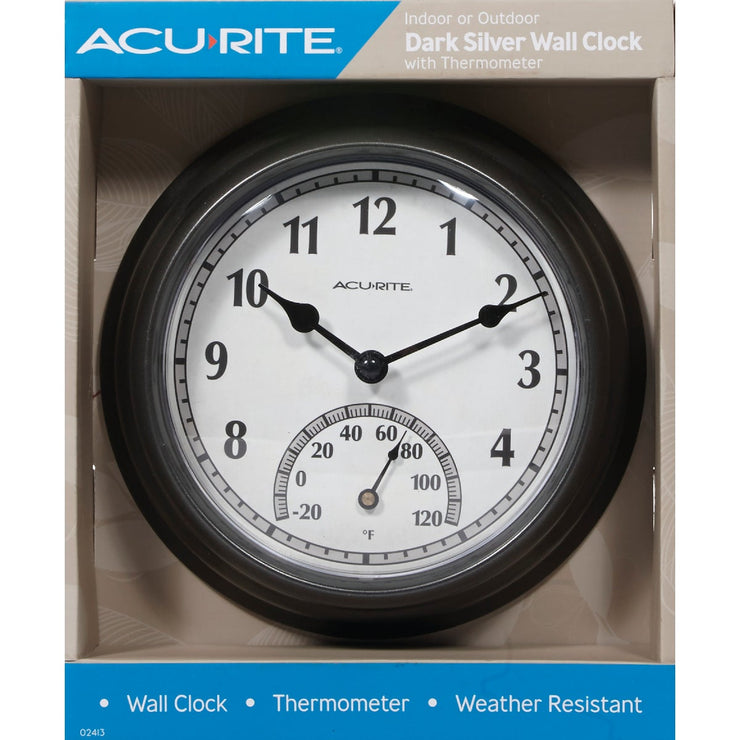 Acurite 8.5" Metal Indoor/Outdoor Clock Thermometer