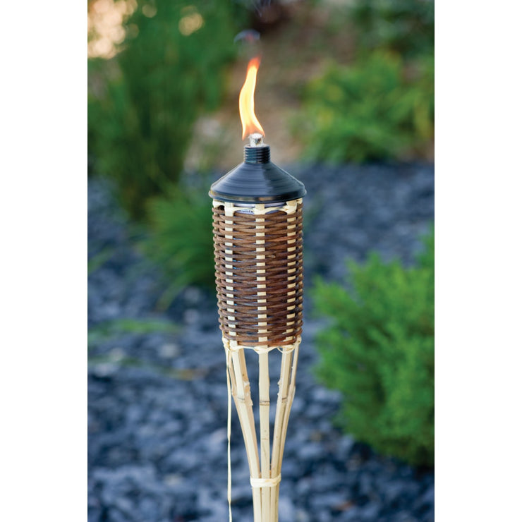 Outdoor Expressions 5 Ft. Brown Woven Bamboo Patio Torch